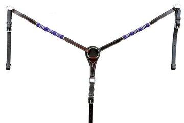 Blue Rawhide Horse Western leather Breast Collar Dark Brown